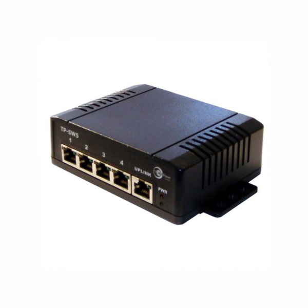 Tycon Systems PoE Switch, 12-56Vin, 5xPort, 2A, Vin=Vout TP-SSW5-NC